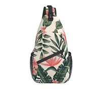 Bolso Bandolera Flores Rosadas Hoja Tropical Palma Senderismo Mochila Crossbody Hombro Mochila Viaje Cofre Paquete para Hombres Mujeres
