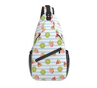Bolso Bandolera Fresa sandía Kiwi Rayas Senderismo Mochila Bandolera Hombro Mochila Viaje Pecho Paquete para Hombres Mujeres