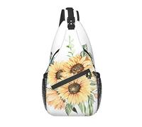 Bolso Bandolera Girasol Acuarela Floral botánico Senderismo Mochila Bandolera Hombro Mochila Viaje Pecho Paquete para Hombres Mujeres