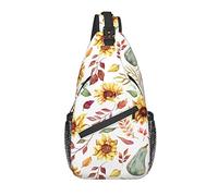 Bolso Bandolera Girasol Acuarela Otoño Hoja Senderismo Mochila Crossbody Hombro Mochila Viaje Cofre Paquete para Hombres Mujeres