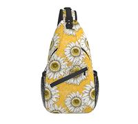 Bolso Bandolera Girasol Amarillo Acuarela Blanco Floral Senderismo Mochila Bandolera Hombro Mochila Viaje Pecho Paquete para Hombres Mujeres