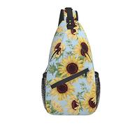 Bolso Bandolera Girasol Azul Floral Acuarela Senderismo Mochila Crossbody Hombro Mochila Viaje Cofre Pack para Hombres Mujeres