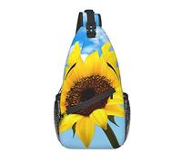 Bolso Bandolera Girasol Mariposa Cielo Azul Senderismo Mochila Bandolera Hombro Mochila Viaje Pecho Paquete para Hombres Mujeres