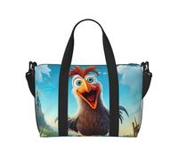 Bolso bandolera grande con estampado de pollo y dibujos animados, para fin de semana, para la noche, para ir de compras, trabajo, Negro -, Talla única