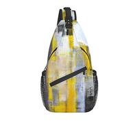 Bolso Bandolera Gris Amarillo Arte Moderno Abstracto Senderismo Mochila Bandolera Hombro Mochila de Viaje Paquete de Pecho para Hombres y Mujeres