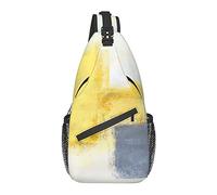 Bolso Bandolera Gris Amarillo Arte Moderno Pintura Abstracta Senderismo Mochila de Hombro Tipo Bandolera Mochila de Viaje para Hombres y Mujeres