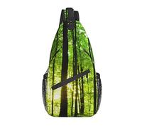 Bolso Bandolera Hermoso Bosque Verde Paisaje Naturaleza Senderismo Mochila Bandolera Hombro Mochila de Viaje Paquete de Pecho para Hombres y Mujeres