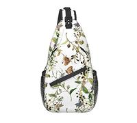 Bolso Bandolera Hoja botánica Mariposa Acuarela Senderismo Mochila Bandolera Hombro Mochila Viaje Pecho Paquete para Hombres y Mujeres