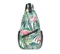 Bolso Bandolera Hoja Tropical Flamenco Senderismo Mochila Bandolera Hombro Mochila Viaje Pecho Paquete para Hombres Mujeres