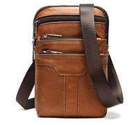 Bolso Bandolera Hombre para Teléfono Celular Marrón, Riñonera Bolso Hombre de Cuero, Impermeable Vertical Funda de Cinturon para Smartphone Pequeño Hombro Cuero Hombre Bolsa de Hombro Crossbody Bag