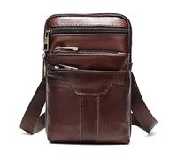 Bolso Bandolera Hombre para Teléfono Celular, Riñonera de Cintura Hombre Cuero, Vintage Bolsillo Teléfono Pequeño Cuero Bolsa de Hombro Celular Monedero Vertical Riñonera Bolsa con Clip de Cinturón