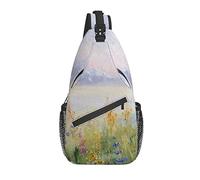 Bolso Bandolera Lavanda Flor Campo Pintura al óleo Senderismo Mochila Bandolera Hombro Mochila Viaje Pecho Paquete para Hombres Mujeres