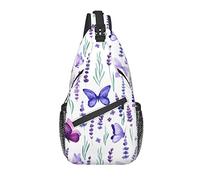 Bolso Bandolera Lavanda Flor Mariposa púrpura Senderismo Mochila Bandolera Hombro Mochila Viaje Pecho Paquete para Hombres Mujeres