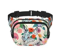 Bolso bandolera lindo estampado tigre blanco de moda, bolso de cintura de senderismo, bolso cuadrado de doble capa viaje y fitness