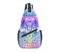 Bolso Bandolera Mandala Elefante Púrpura Étnico India Senderismo Mochila Crossbody Hombro Mochila Viaje Cofre Paquete para Hombres Mujeres
