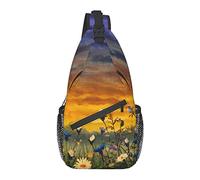 Bolso Bandolera Margarita Campo de Flores Pintura al óleo Primavera Senderismo Mochila Bandolera Hombro Mochila de Viaje Paquete de Pecho para Hombres y Mujeres