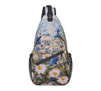 Bolso Bandolera Margarita Campo de Flores Pintura al óleo Senderismo Mochila Bandolera Hombro Mochila de Viaje Paquete de Pecho para Hombres y Mujeres