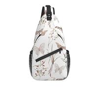 Bolso Bandolera Mariposa Hoja Floral Boho Senderismo Mochila Bandolera Hombro Mochila Viaje Pecho Paquete para Hombres Mujeres