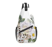 Bolso Bandolera Mariposa Rosa Margarita Flor Senderismo Mochila Bandolera Hombro Mochila Viaje Pecho Paquete para Hombres Mujeres