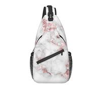 Bolso Bandolera Mármol Rosa Oro Blanco Marmoleado Senderismo Mochila Crossbody Hombro Mochila Viaje Cofre Paquete para Hombres Mujeres