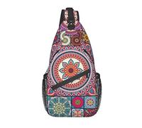 Bolso Bandolera, Mochila Bandolera con Estampado Brillante de Mandala para Mujeres y Hombres Casuales