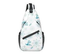 Bolso Bandolera, Mochila Bandolera con Estampado de libélula de Flores para Hombro Informal para Mujeres y Hombres