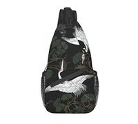 Bolso Bandolera, Mochila Cruzada con Estampado de grulla Japonesa y Pino para Hombres y Mujeres Casuales