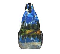 Bolso Bandolera, Mochila Cruzada con Estampado de Lago de montaña para Hombres y Mujeres Casuales