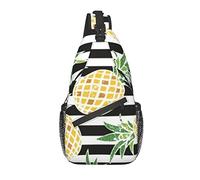 Bolso Bandolera, Mochila Cruzada con Estampado de Rayas Blancas y Negras de Pino para Mujeres y Hombres Casuales