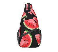 Bolso Bandolera, Mochila Cruzada con Estampado de sandía Negra para Hombres y Mujeres Casuales