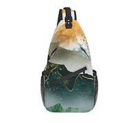 Bolso Bandolera montaña Arte Pintura Paisaje Senderismo Mochila Bandolera Hombro Mochila Viaje Pecho Paquete para Hombres Mujeres