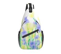 Bolso Bandolera Morado Amarillo Pastel Primavera Flor Senderismo Mochila Crossbody Hombro Mochila Viaje Cofre Pack para Hombres Mujeres