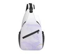 Bolso Bandolera Morado Rosa Pastel Mármol Senderismo Mochila Crossbody Hombro Mochila Viaje Cofre Pack para Hombres Mujeres