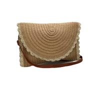 Bolso Bandolera Mujer De Paja Rafia Para Verano Playa, Capazo De Esparto Mimbre Hecho a Mano, Cesta Totte de Hombro Mediano stilo Étnico Bohemio Rectangular Marrón