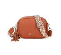 Bolso bandolera mujer pequeño de cuero PU dos compartimentos y dos bandoleras, bolso mensajero para cruzar polipiel regalo original para mujer (Marrón)