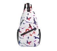 Bolso Bandolera pájaro Arte Abstracto Primavera Senderismo Mochila Bandolera Hombro Mochila Viaje Pecho Paquete para Hombres Mujeres