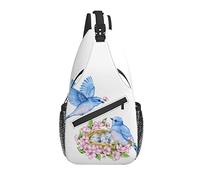 Bolso Bandolera pájaro Azul Flor de Primavera Huevo Senderismo Mochila Bandolera Hombro Mochila de Viaje Paquete de Pecho para Hombres y Mujeres