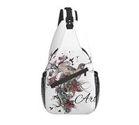 Bolso Bandolera pájaro Flor Dibujado a Mano Abstracto Senderismo Mochila Bandolera Hombro Mochila Viaje Pecho Paquete para Hombres Mujeres