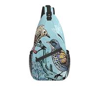 Bolso Bandolera pájaro Mariposa Flor Azul Vintage Senderismo Mochila Bandolera Hombro Mochila Viaje Pecho Paquete para Hombres y Mujeres