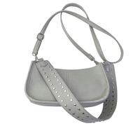 Bolso bandolera para axilas con diseño de tachuelas, correa ajustable, estilo vintage, para mujer, estilo retro, Gris