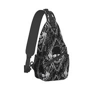 Bolso bandolera para hombre Mochila de hombro antirrobo, bolsas de pecho divertidas y duraderas compatibles con Peony Rose Flowers Dead Skull Head Black para pesca Ciclismo Senderismo, ligero y de gra