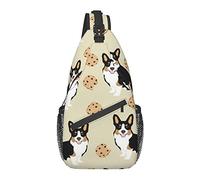 Bolso Bandolera para Hombres y Mujeres, para Divertidas Galletas de Perros Corgi, Mochila de Hombro, Bolsas de Pecho, Mochila Cruzada para Senderismo al Aire Libre, Camping, Ciclismo