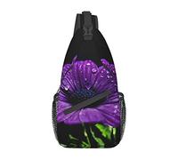 Bolso Bandolera para Lago y Barco de montaña con Margaritas moradas, Mochila de Hombro, Paquete de Pecho, Mochila Cruzada Informal para Mujeres y Hombres, Viajes de Senderismo