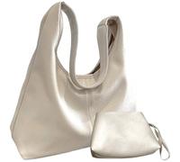 Bolso Bandolera para Mujer Beige Blanco Bolso Tote de Cuero de Gran Capacidad con Cierre Magnético Retro y Elegante Bolsos tipo Bombonera Fáciles de Combinar para Mujer Bolso Bandolera Bolso Tote de C