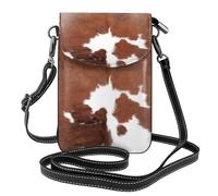 Bolso bandolera para mujer, bolso bandolera de PU, bolso para teléfono móvil, bolso de hombro pequeño,Animal Marrón Piel De Vaca Estampado Vaca