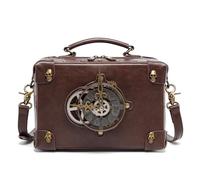 Bolso bandolera para mujer Bolsos de hombro steampunk Con adornos de calavera y reloj ajustable Bolsos bandolera góticos de gran capacidad Bolso de mano personalizable Accesorios cosplay de fiesta