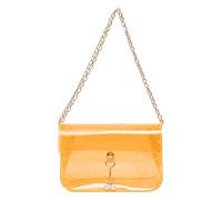 Bolso bandolera para mujer, colgante de perlas a la moda, hebilla transparente, ligero y versátil, bolso bandolera para hombre, imitación de piel, naranja, talla única