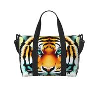 Bolso bandolera para mujer con estampado de cabeza de tigre pequeño, portátil, adecuado para fitness, viajes.
