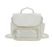 Bolso bandolera para mujer, estilo japonés, estilo mensajero, transparente, Itabag para todos los días, Itabag, bonito hombro cruzado, para estudiantes, escuela, mochila pequeña, White, One Size