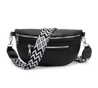 Bolso bandolera para mujer pequeño, riñonera de piel negra, bolso cruzado para mujer, elegante bolso de cinturón para mujer, bolso bandolera con correa ancha, Negro , small